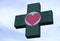 Image cross with heart shape background