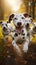 Image Cute and funny Dalmatian dogs group running and playing outdoors