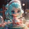 image of cute Magical Girl of water element wind generative AI