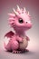 Image of cute pink dragon over gray background, using generative ai technology