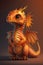 Image of cute yellow dragon over gray background, using generative ai technology