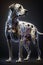 An image of dalmatian dog on black background. Generative AI