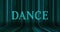 Image of dance text over light trails on black background