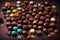 Image of delicious chocolates of different shapes. ai generative