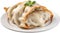 an image of Delicious-looking Pierogi food. Ai-generated.