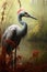 Image of demoiselle crane foraging in the forest, Bird, Wildlife Animals., Generative AI, Illustration