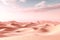 The image depicts serene peach-colored sand dunes, undulating under a pastel sunset sky. Generative AI.