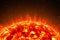 An image of a detailed sun in space. Star, solar storm. The power of the sun in the space with Plasma Background. 3d illustration