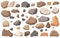 Image of different stones. Set of isolated stones for your design