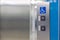 Image of disabled lift button. Stainless steel elevator panel push buttons for blind and disability people. Push Button For the di