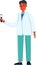 Image of a doctor in a dressing gown with a test tube in his hand