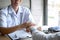 Image of doctor holding patient`s hand to encourage, talking with patient cheering and support