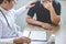 Image of doctor holding patient`s hand to encourage, talking with patient cheering and support