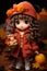 an image of a doll wearing an orange coat and hat