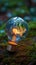 Image Earth conscious brilliance Renewable energy concept with light bulb and map