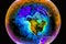 An image of the earth with purple and blue colors. global warming ozone holes greenhouse effect. Generative AI