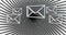 Image of emails on white and black striped background