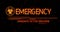 Image of emergency text with biohazard symbol on black background