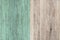 Image of empty decay wood plank show texture with two tone turquoese and light brown color paint on surface for background use