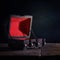 Image of empty mysterious treasure chest over wooden table.