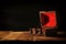 Image of empty mysterious treasure chest over wooden table.