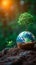 Image Environmental harmony Tree and globe illustrate renewable energy innovation concept