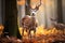 Image European fallow deer in autumn forest, a picturesque wildlife scene