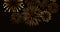 Image of exploding gold fireworks scrolling on black background