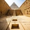 image of explorers inside an ancient Egyptian with various artifacts on the ground and heliographs on the walls