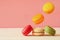 Image of falling colorful macaron