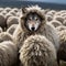 image of false wolf disguises in sheep\\\'s skin, leading a flock of sheep.