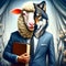 image of false wolf disguises in sheep\\\'s skin, leading a flock of sheep.