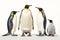 Image of family group of Emperor Penguins on white background. Wildlife Animals. Illustration, Generative AI