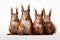 Image of family group of red squirrels on white background. Wildlife Animals. Illustration, Generative AI