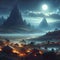 image of a fantasy ethiopian landscape, digital painting, concept art and cinematic lighting.