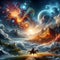 image of a fantasy map that displays a person\\\'s memories as vivid surreal landscape.