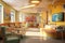 Image featuring a cheerful and colorful pediatric ward with playful decorations, child-sized furniture, and engaging artwork,