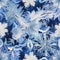 An image featuring an intricate snowflake fabric pattern in shades of blue and silver, evoking a magical and wintry ambiance.