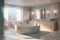 An image featuring a luxurious spa-like bathroom with a freestanding bathtub, marble accents, and soothing lighting, creating a