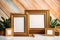 An image featuring a set of photo frames beautifully arranged against an abstract background. The background should be a