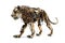 Image of a female lion modified into a robot on a white background. Wildlife Animals. Illustration, Generative AI