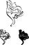 Image of fighting cats, graphic image of a cat, black, silhouette, set, vector