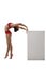 Image of flexible gymnast arched her back to cube