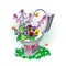 Image of a flowerpot in the form of a toilet bowl with a bouquet