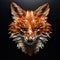 Image of a fox face that is intricately crafted in three dimensions. Wildlife Animals. Illustration, Generative AI