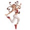 Image of a girl in a dance with spectacularly flying pigtails. Cartoon. EPS 10