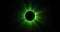 Image of glowing green circle eclipse over black background