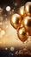 Image Golden balloons and confetti on a golden background, 3Drendering