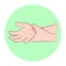 Image graphics vector outline Wrist pain is often caused by sprains or fractures from sudden injuries