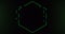 Image of green neon hexagon flashing on dark background